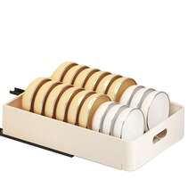 1 Piece Pull-Out Cabinet Organizer, Attached With Adhesive Film, Pull-Out Dish Basket For Kitchen Cabinets, Pull-Out Drawer For Kitchen Organizer - Giá bát màu trắng kem - Xem 3