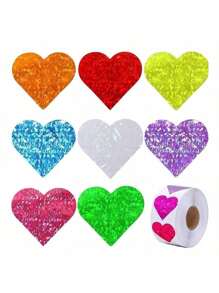 500 Stück funkelnde Herz-Aufkleber - sortierte Farben mit glitzernder Oberfläche, perfekt für Geschenkanhänger, Kartendekorationen und Partydekorationen | Ideal für Geschenke für Lehrer, Valentinstag und Feiern, Geschenkanhänger Dekorationen | Aufkleber mit glitzernder Oberfläche | Material: Polyvinylchlorid, Geschenkdekorationen