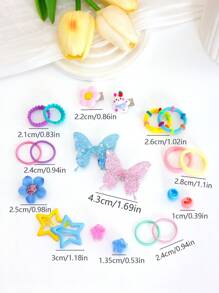 510 sztuk/zestaw wielokolorowy ładny błyszczący motyl, dopamina, spinki do włosów w kształcie gwiazdek, spinki do włosów, gumki do włosów, akcesoria do włosów zestaw prezentowy dla dziewczynek