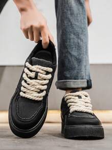 2025 Men's Plus Size Casual Sports Canvas Sneakers, Versatile Outdoor Commuting Shoes Suitable With Jeans, Fashionable &