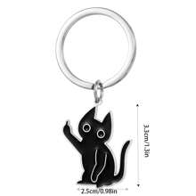 1 pieza Llavero de gato de aleación de zinc, colgante de acero inoxidable de gato negro de dibujos animados con dedo medio, versátil
