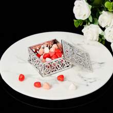12 cajas cuadradas huecas doradas de caramelos, cajas de almacenamiento, cajas para caramelos de boda con recuerdos, adecuadas para bodas, San Valentín, reuniones festivas, artículos para fiestas
