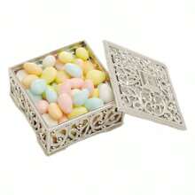 12 cajas cuadradas huecas doradas de caramelos, cajas de almacenamiento, cajas para caramelos de boda con recuerdos, adecuadas para bodas, San Valentín, reuniones festivas, artículos para fiestas