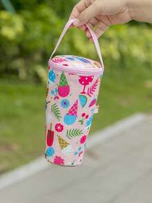 1 件便携式隔热奶茶杯套 - 防水牛津布，可爱动物和水果图案，配有方便携带的挂绳，非常适合旅行和日常使用 - 彩色 - 查看 11