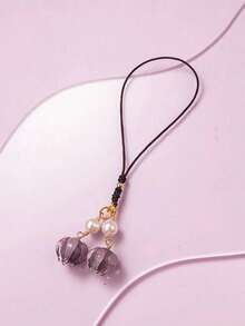 手工制作玻璃百合手机挂绳花朵手机挂饰适用于手机壳编织手机挂绳适用于女孩女士钱包包Airpod相机挂饰钥匙扣钥匙链配件手机链 - 琉璃鈴蘭花手機繩 - 查看 8