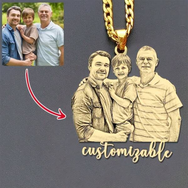 Customized Photo & Text Engraved Pendant Necklace - For Women, Couples, Family - Mother's Day Gift, High-Quality Golden Chain, Birthday Memorial Jewelry, Anniversary, Custom Necklace