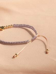 1 件 18K 镀金天然珍珠可调节编织星星休闲手链 - 紫色 - 查看 4