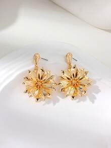 1 paire de boucles d'oreilles fleuries exagérées et vives à la mode, boucles d'oreilles polyvalentes élégantes pour femmes, idéales pour les voyages et les stations balnéaires - boucles d'oreilles fleurs - Voir 16