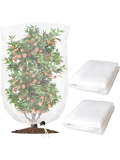 5pcs/3pcs-Large Fruit Tree Netting Cover,Fruit And Plant Protection Bag With Drawstring, Garden Mesh Plant Mulch, Suitable For Tomato Mesh Mulch, Garden Plant Barrier, Suitable For Vegetable, Fruit, Flower Mesh Bag