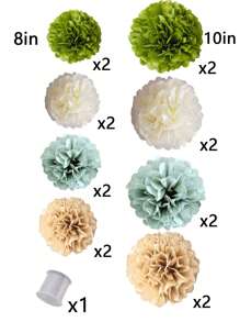 17pcs/16pcs Wedding Party Decor Paper Flower Balls, Khaki, Beige, Olive Green Paper Pom Poms, Birthday Party Background Decoration Balls, Suitable For Festivals, Anniversaries, Wedding, Valentine's Day Decorations Mother's Day Graduation
