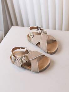 1 双适合男婴/女婴的露趾平底凉鞋，舒适的夏季儿童鞋 - 米色 - 查看 5