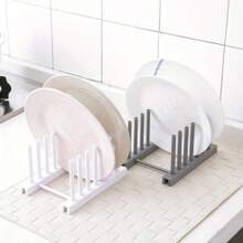 Égouttoir à vaisselle détachable Organisateur de rangement de cuisine - Étagère à assiettes en plastique, support pour couvercles de casseroles, égouttoir à vaisselle pour armoire de maison - Étagère à vaisselle amovible
