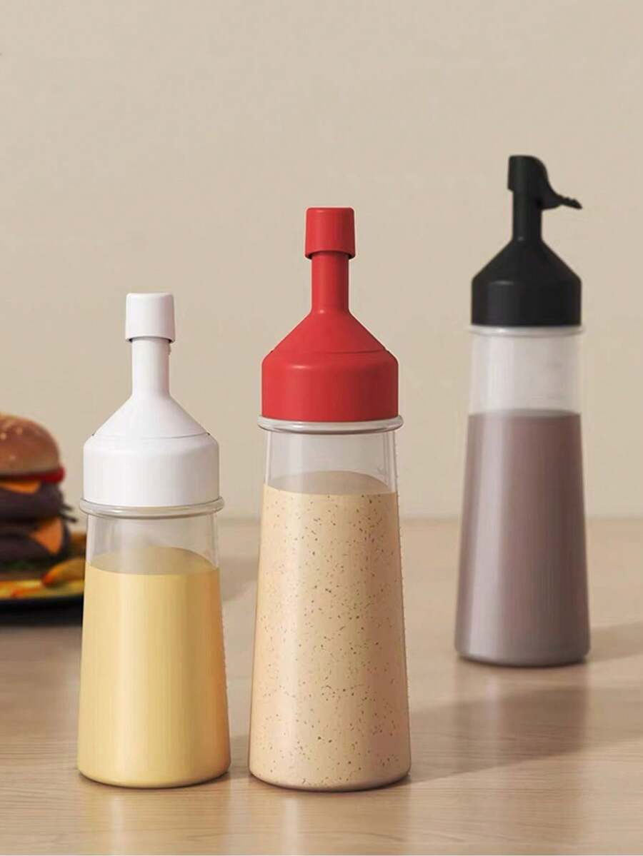 1/2/3 piezas Botella de salsa de tomate, salsa barbacoa, aceite de oliva, botella dispensadora de condimentos con boquilla, botella exprimible para salsa, utensilios de cocina de restaurante - Multicolor - Ver 1
