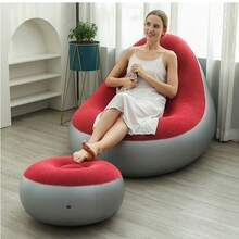Inflatable Recliner Chair, Foldable Portable Slouchy Sofa With Footrest, Suitable For Living Room And Bedroom Air Mattress Sofa - Brown-lazy Inflatable Sofa - View 6