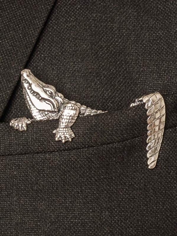 1 Stück Herrenschmuck Metall Brosche, Krawattennadel, Revers-Pin Deko-Accessoire - Tiger, Raubvogel, Krokodil Neuheiten Designs, vintage gold/silber Farben, geeignet zum Tragen an Feiertagen/Anlässen