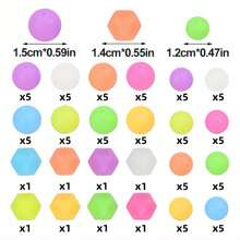 Kit de 48/88 cuentas de silicona que brillan en la oscuridad | Mezcla de hexágonos y redondos (12/14/15mm) | Suministros de manualidades DIY para hacer collares, pulseras, llaveros, cordones de identificación | Regalo unisex para adultos, estudiantes, accesorios de oficina