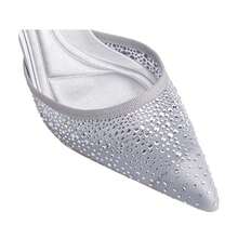 Women's Elegant Black Rhinestone-Embellished Slingback Pyramid Heels For Formal Events And Parties, Featuring Comfortable Block Heel And Sparkling Decoration - Silver - View 5