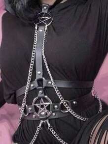 1 Stück Damengürtel mit Pentagramm-Kette Dekor, sexy