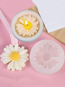 1 pieza Molde de silicona en forma de flor de margarita con agujero, molde decorativo de yeso - Blanco - Ver 3