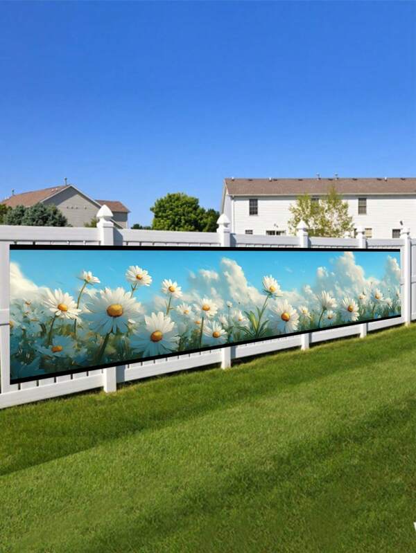 1pc Spring Floral Party Banner, Blue Background With Daisy, Pathway, Butterfly, Bird Pattern, Polyester Banner Easy To Hang, Indoor/Outdoor Decoration Suitable For Garden, Fence, Balcony, Lawn, Hawaiian, Birthday, Thanksgiving, Christmas Party Celebration Birthday Decorations Tapestry Room Decor Flag Party Decorations