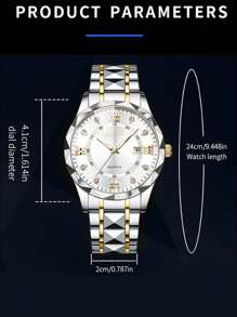 Reloj de cuarzo casual y de negocios para hombres con calendario, con correa de acero inoxidable. Adecuado para decoración de la vida diaria y regalos navideños.