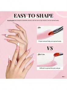 Set da 8 pezzi di gel per estensione unghie da 20ml, kit per arte di unghie con poligel, colore bianco trasparente, gel UV per unghie, forme per tip, con 20 stampi per estensione unghie e kit accessori - Multicolore - Visualizzare 6