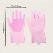 Silicone Dishwashing Gloves - Waterproof & Heat Resistant Kitchen Cleaning Gloves With Built-In Scrubbing Brush - Extra Thick, Durable & Comfortable, Suitable For All Household Work, Multi-Size Gloves | Flexible Cleaning Gloves | Heat Resistant Gloves
