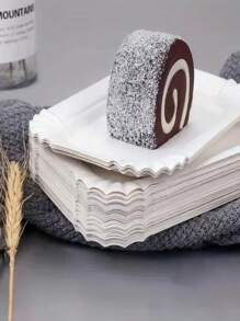 40pcs Premium Disposable Cake Plates, Square Cake Paper Plates, Disposable Birthday Cake Plates, Disposable Tableware, Disposable Event Cake And Dessert Tasting Utensils, Used For Parties, Gatherings, Weddings, And Food Tasting Events, Perfect For Cake Shops, Family Gatherings, Pastry Shops, And Cafes