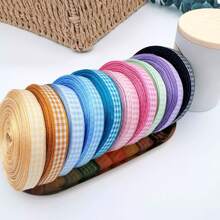 1 Roll 1cm Wide X 20m Long Scottish Tartan Ribbon, For Home, Wedding, Christmas Party Decoration, DIY Hair Clips, Bows, Gift Wrapping, Sewing And Office Decoration
