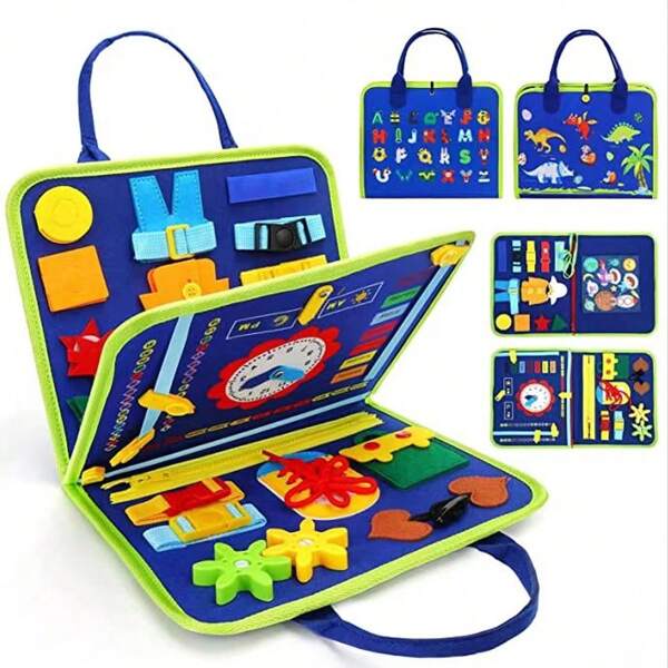 Busy Board Toddler Early Education Puzzle Toy - Felt Educational Toy For Dressing & Fine Motor Skills Practice, Colorful Buttons, Zippers, And Pockets, Ideal For Youngsters, Toddler Activity Center|Colorful Busy Board| Felt Toy, Busy Board Toys
