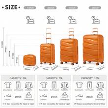 4-Piece Suitcase Set 14/20/24/28 Inches, Cosmetic Case, Hand Luggage & Check-In Suitcase Made Of PP With TSA Lock, 4 Wheels, Lightweight, Quiet, Hard Shell, Ideal For Travel, Vacation, Study, Dorm Life And As A Gift For Men And Women - 橘色 - 查看 9