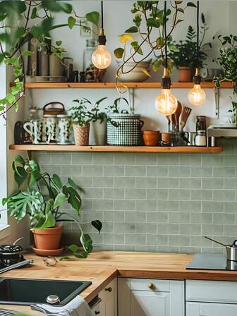 10 piezas - 20 x 20 cm Pegatinas de vinilo para piso y pared, calcomanías autoadhesivas antideslizantes para azulejos de cocina y baño, de PVC para bricolaje, color verde salvia