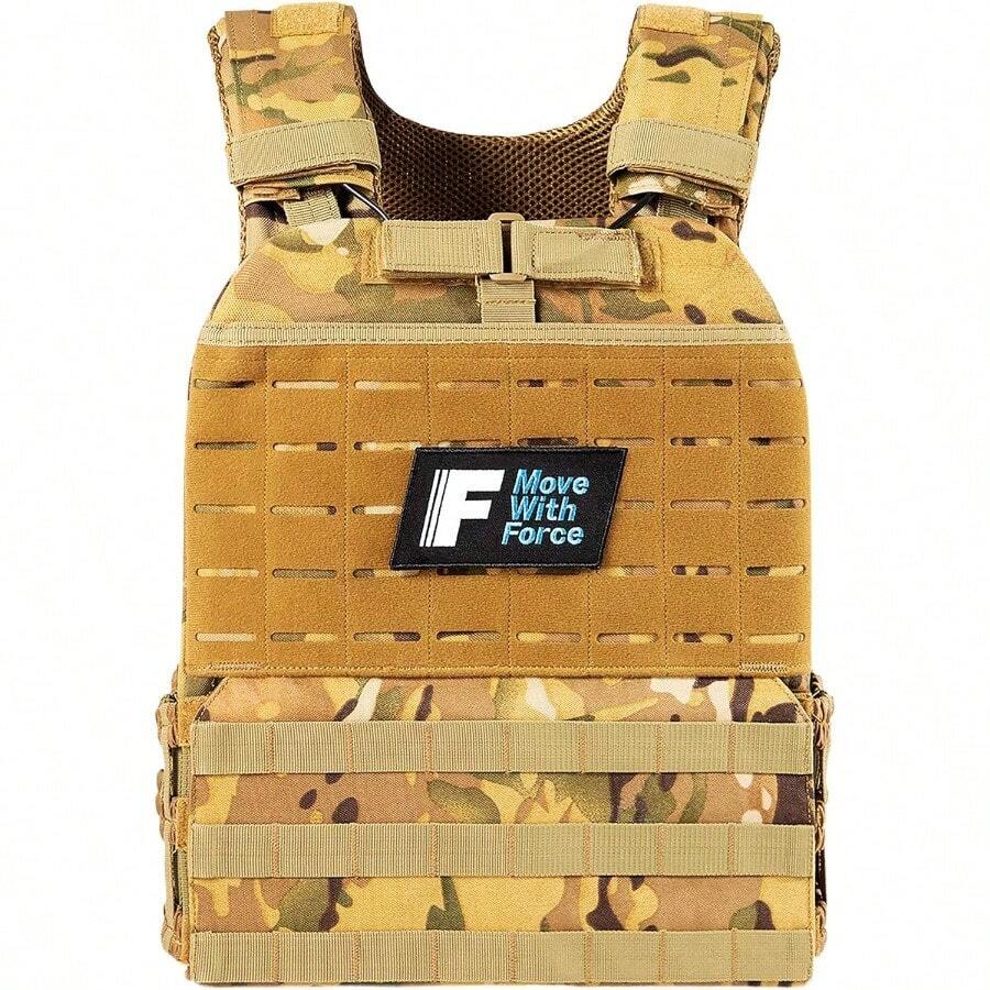 Weighted Vest For Men And Women With UltraDurable And Adjustable Straps Weight Vest For Cardio Walking Running Strength Training Body Building Calisthenics - TanCamo - View 1