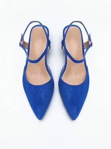 Wide Fit Women's New Spring/ Summer Open-Toe Chunky Heel Sandals, Versatile Comfortable Soft Leather Pointed Toe Elegant Outdoor High Heels
