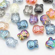 30 peças de contas de vidro de coelho de desenho animado de 10*12 mm, contas galvanizadas com tema de animais para fazer joias faça você mesmo, chaveiro, decoração de celular, colar, pulseira, pingente