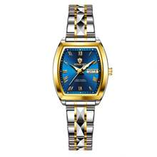 1 pieza Regalo Relojes de mujer de marca real BINBOND (Original) Correa de acero inoxidable antióxido plateado 50M resistente al agua Función de calendario semanal en inglés Manecillas luminosas Elegante azul y verde Regalo Pulsera delgada Importado de Japón Movimiento automático de cuarzo Regalo para hermana, madre, cumpleaños, boda