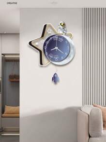 YZOK Reloj oscilante de cohete pequeño YZOK, a pilas, adecuado para decoración del hogar o regalos de cumpleaños para niños, reloj silencioso para dormitorio. Reloj de pared decorativo