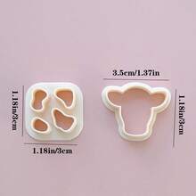 1pc/2pcs Cute Cow Pattern Cow Shaped Polymer Clay Earring Cutter Mold - Khaki - View 10