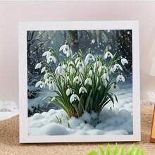 Snowflake Cyclamen Frameless DIY Diamond Art Kit, 5D Mosaic Round Artificial Diamond Painting, DIY Diamond Painting Craft Wall Decor