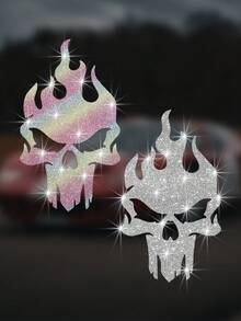 闪耀火焰骷髅车贴，吸睛夺目，释放无拘无束的个性