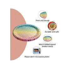 Round Disposable Paper Plates For All Occasions - 100 Pack - 50 X 9" And 50 X 7" Dinner Plates, Golden Foil Polka Dots , White And Gold Party Supplies - Rainbow - 查看 5