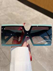 1pc Fashion Plus Size Women Colorblock Fashion Glasses, Multi-Color Decorative Glasses - Multicolor - View 12