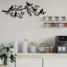 [Rustic Metal Bird Wall Art] Original Graphic Black Bird Branch Sculpture - Rustic Metal Bird Wall Art For Farmhouse Style Wall Decor