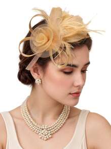 1 Pc Fascinator Hats Feather Flower Hair Clip Wedding Tea Party Kentucky Derby Headband For Girls And Women Fascinator Hat Halloween