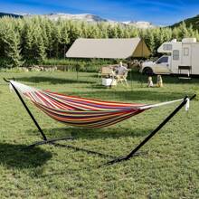 2-Person Hammock With Heavy-Duty Steel Stand,Portable,Easy Assembly, Up To 660lbs With Travel Bag For Camping Outdoor/Indoor Patio Backyard