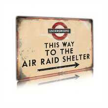 1pc Vintage UK Air Raid Shelter Metal Sign - Retro WWII Themed Wall Art With Directional Arrow, 30x20cm, Suitable For Home, Garage, Man Cave Or Outdoor Decor, Random Hole Style - Multicolor - View 4