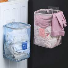 1 件大容量网状洗衣篮，浴室脏衣服收纳篮，可折叠壁挂式家用收纳篮