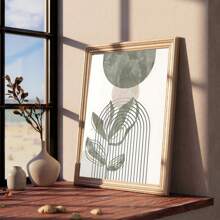 1/3Pcs Bohemian Style Posters Abstract Line Art With Plant Elements Wall Arts, Optional Frame Suitable For Home Office, Bathroom, Living Room, Bedroom, And Dining Room Decoration Optional Frame ,Wall Art With Frame
