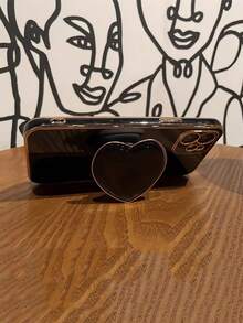 1 件直边电镀金边心形气垫隐藏支架手机壳适用于 Apple 16 Pro Max / Galaxy S24 Ultra / Edge 30 / Infinix Smart 8 / Infinix Hot 40i / Transsion Spark 20 / Transsion Spark 20C / Transsion Spark Go 2024 / Redmi Note 13 Pro+ / Honor X8 防水防震防摔防刮