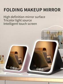 OBOVAY 1pc LED Makeup Mirror With Adjustable Brightness Lighting, Suitable For Home, Bedroom, Desk, Travel, Portable Vanity Mirror, 1000mAh - Multicolor - View 7
